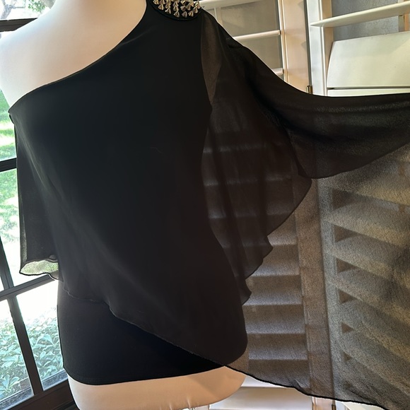 Zara • VTG Black Flow-y Top w/Silver Spikes • Sz M - Picture 4 of 16